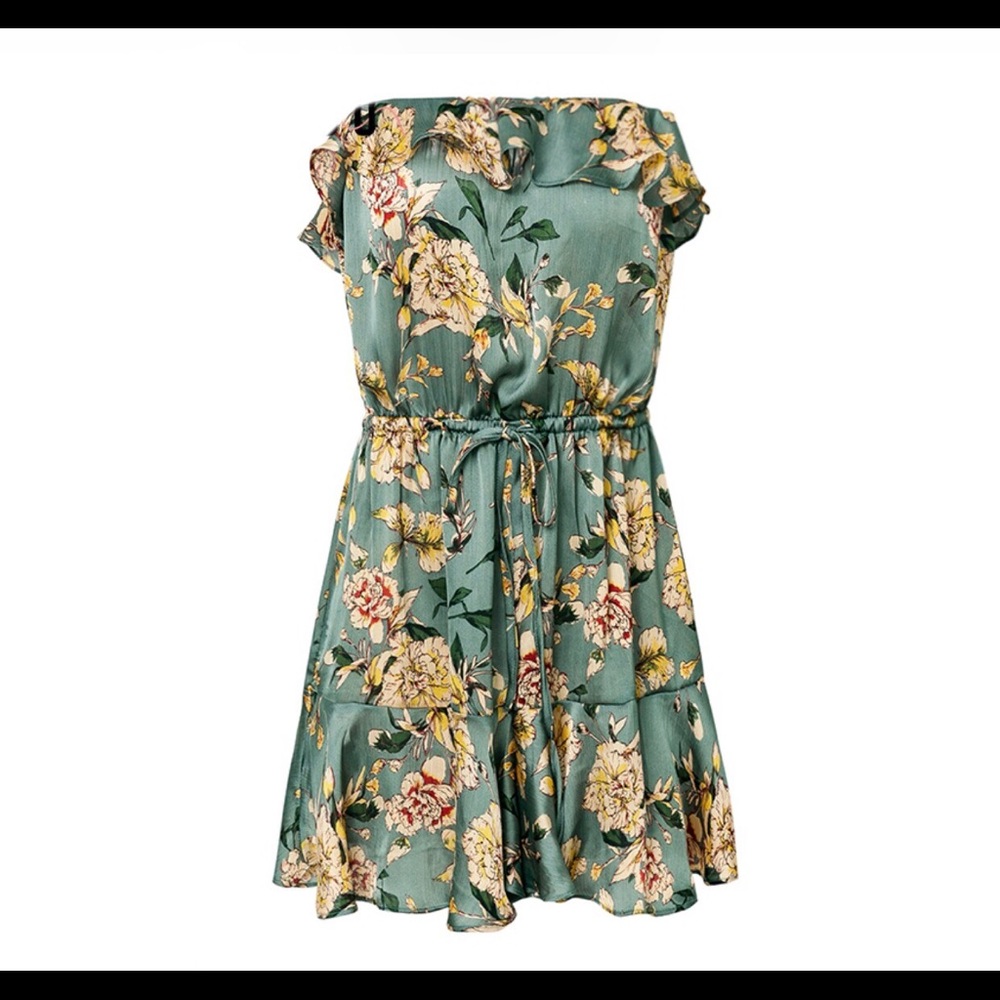 Boho sleeveless ruffle floral print shorts romper - Picture 4 of 8